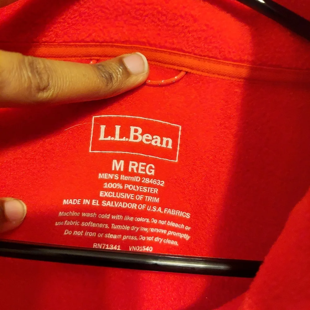 L.L. Bean Pullover T- Snap Size M Sweater Orange Red Fleece Gorpcore Outdoor